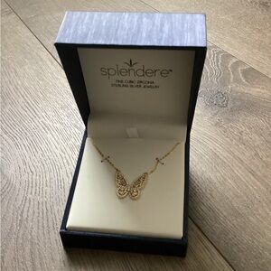 Splendere jewelry Gold Butterfly Necklace